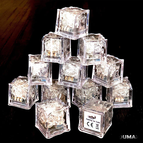 12 Pieces Multi Color LED Flashing Blinking Glowing Light up Ice Cubes Liquid Sensor for Drinks Party Wedding Bars Christmas