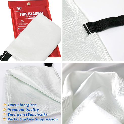 Golden Ocean Emergency Fire Blanket, Fire Suppression Blanket for Kitchen and People (4PCS 47"x47" + 4 Hooks & 4 Gloves) Suppression Flame Retardent Safety Blanket for Home, Grill, Car, Office