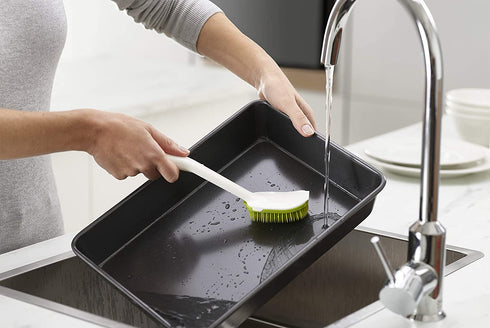 Joseph Joseph CleanTech Dish Brush and Reusable Sponge Scrubber Set Hygienic Quick-Dry, Green