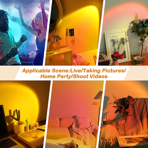 Sunset Lamp Projection 12 Colors in 1 Light 360 Degree Remote Control Brightness Adjustable Rainbow Sunset Sun 12 Effect for Photo Video Bedrooms Vlog Home Party