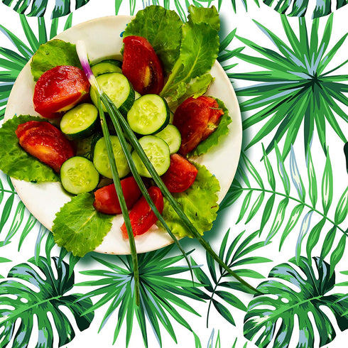 2 Pieces Hawaii Palm Leaves Tablecloth Disposable Plastic Tropical Rectangular Table Covers for Birthday, Luau Decorations, Kitchen Dining Room, Baby Shower Decorations (51.2 x 86.6 Inch)