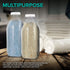 Liter Glass Milk Bottles (4 Pack) 8 White Caps - 33.8 Oz Milk Jars with Lids - Food Grade Glass Bottles - Dishwasher Safe - Bottles for Oat Milk, Buttermilk, Honey, Syrup, Jam, Sauce - Stock Your Home
