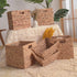 Water Hyacinth Storage Baskets Natural Handwoven Stackable Organizer Wicker Basket Bin With Handles for Cabinets,Cupboards,Shelves, Hold Vegetable,Towels Books Snacks Bottles 2 Pack 12x9x6 Natural/Tan
