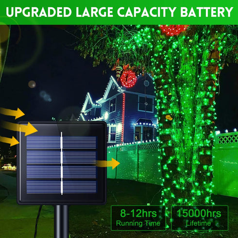 JMEXSUSS 2 Pack Green Solar Lights 200LED 75.5ft St Patrick's Day Lights with 8 Lighting Modes Solar String Lights Outdoor Waterproof for Garden, Christmas, Halloween, St Patricks Day Decorations