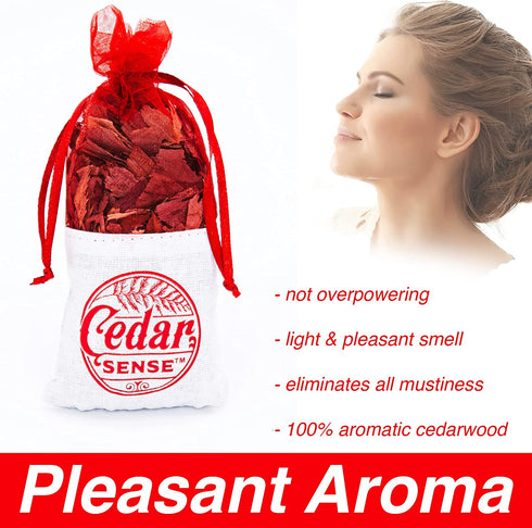 Cedar Sense Rose Scented Essential Oil Cedar Sachets 8 Pack Essential Oil Infused Cedar Chips Car Air Freshener Closet Freshener Potpourri Bags Air Fresheners Sachets for Drawers