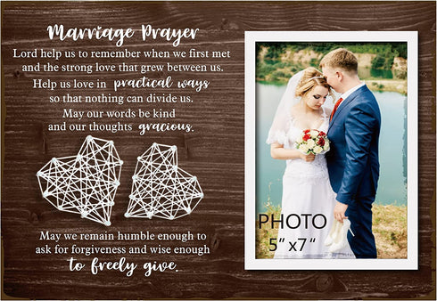 Buecasa Wedding Signs Marriage Prayer Picture Frame 5x7 Inches - Home Wedding Gifts Bedroom Decor for Couples - Marriage gifts for Women Bride to Be