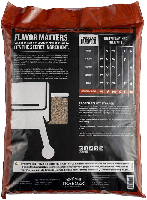 Traeger Grills Signature Blend 100% All-Natural Hardwood Pellets for Grill, Smoke, Bake, Roast, Braise and BBQ, 20 lb. Bag