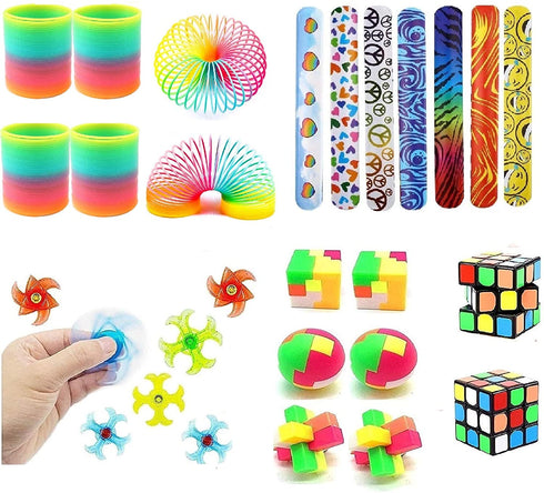 Party Favors For Kids Toy Assortment Bundle,Mochi Squishies,Puzzles,Finger Gyro Spiral Twister Toys For Birthday Party,Classroom Rewards,Carnival Prizes,Pinata Filler,Treasure Box,Goodie Bag Filler