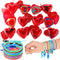 35 Pack Valentine Friendship Bracelet Zipper Sensory Bracelet Fidget Toys Valentines Day Pre Filled Hearts with Valentine Cards for Valentines, Birthday, Goodie Bags, Pinata Filler, Classroom Rewards