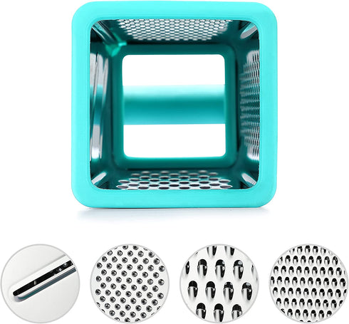 Marco Almond KYA57B Box Grater,Stainless Steel Grater with 4 Sides,Slicer 5 Piece Set, Potato,Cheese,Cucumber,Salad Vegetables Graters Peelers, Dishwasher safe, Turquoise
