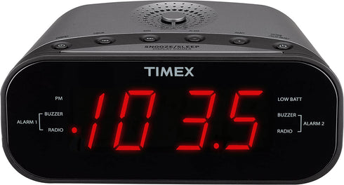 Timex T231GY AM/FM Dual Alarm Clock Radio with 1.2-Inch Red Display and Line-In Jack (Gunmetal)