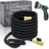 TheFitLife Flexible and Expandable Garden Hose - Triple Latex Core with 3/4" Solid Brass Fittings and 8 Function Spray Nozzle, Easy Storage Kink Free Water Hose (50 FT)