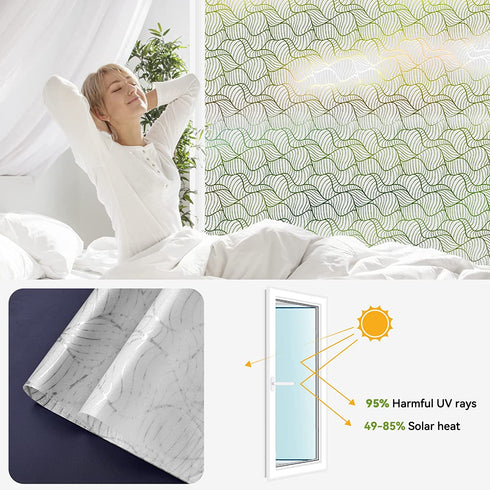 Beautysaid Window Film Privacy: Frosted Glass Window Film Non-Adhesive Self, No Glue Static Cling Film, Anti-UV Decorative Window Film for Living Room Bathroom Kitchen 35.4x78.7inch
