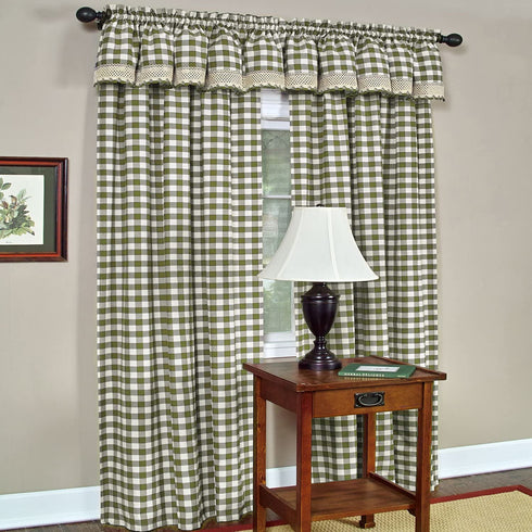 Achim Home Furnishings Valance Buffalo Check Window Curtain, 58 in x 14 in, Sage & Ivory