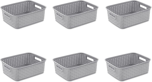 Sterilite 12726A06 Short Weave Basket, Cement, 6-Pack