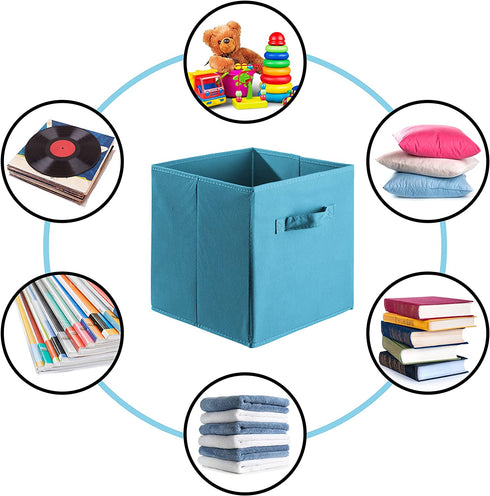 Sorbus® Foldable Storage Cube Basket Bin - Great for Nursery, Playroom, Closet, Home Organization (Pastel Blue, 6 Pack)