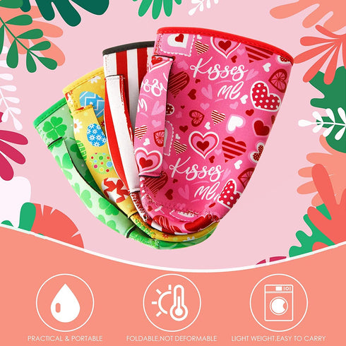 7 Pieces Reusable Iced Coffee Cup Sleeve Neoprene Insulated Cup Sleeves Tumbler Cup Drinks Sleeve Holder Drinks Cover Holder with Handle for Cold Hot Beverages Holiday Party Supplies, 30 Oz