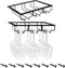 Wine Glass Rack - Under Cabinet Stemware Wine Glass Holder Glasses Storage Hanger, 3 Rows Black 2pack