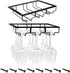 Wine Glass Rack - Under Cabinet Stemware Wine Glass Holder Glasses Storage Hanger, 3 Rows Black 2pack