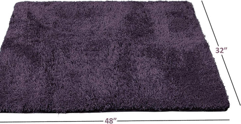 Clara Clark Bathroom Rugs, Ultra Soft Plush Shaggy Bath Rugs, Bath Mats for Bathroom, Machine Wash, Non Slip Backing Rubber, 32 x 48 Inches, Eggplant