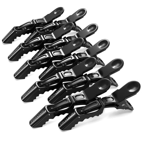 FRAMAR Black Hair Clips 10 pcs, Hair Clips For Women, Premium Hair Clip, Alligator Hair Clips for Styling Women, Alligator Clips, Alligator-Clips for Hair, Pince a Cheveux, Hair Accessories, No Crease Hair Clips 10 pcs