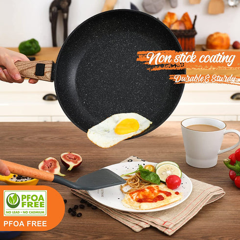 DRICKATE Nonstick Frying Pan, 11Inch Skillet Egg Omelet Pan with Detachable Handle, Induction Compatible With Nonstick Marble Coating, 100% APEO&PFOA-Free