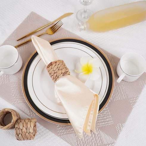 WOHIWO Napkin Rings Set of 12, Farmhouse Napkin Rings Handmade by Natural Water Hyacinth, Woven Napkin Rings for Christmas, Party, Wedding, Supplies for Dinner Table Decoration