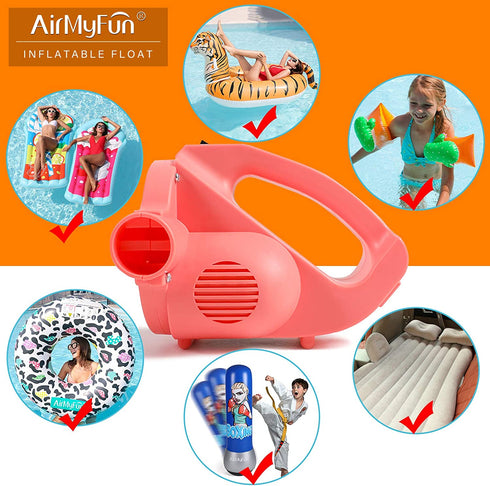 AirMyFun Electric Air Pump, Quick Inflate & Deflate for Inflatable Cushions, Pool Floats, Air Mattress, Portable Pumps Travel & Indoor Use