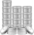 15 Pack 4oz Metal Round Tins, Lainrrew Aluminum Tin Cans Small Metal Food Travel Tins Storage Jars Containers with Clear Top and Screw Lids for Spices, Candles, Arts & Crafts (4oz)
