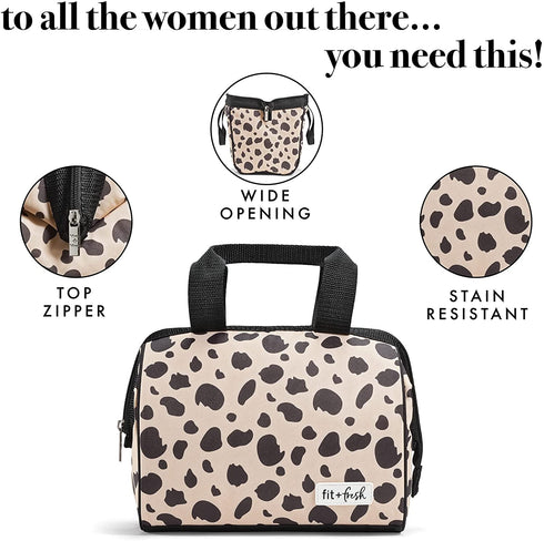 Fit & Fresh Insulated Lunch Bag, 9 x 6 x 8, Graphic Cheetah