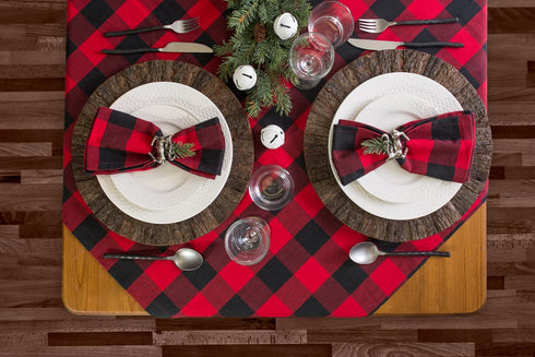 DII Buffalo Check Collection, Classic Farmhouse Tablecloth, Tablecloth, 60x84, Red & Black
