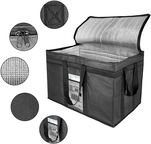 XXL-Larger Insulated Cooler Bags with Zipper Closure,Reusable Grocery Shopping Bags Keep Food Hot or Cold,Collapsible lunch bag,Grocery Transport,23"W x 15"H x 14"D