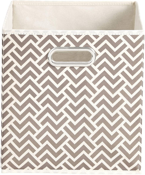 Amazon Basics Collapsible Fabric Storage Cubes with Oval Grommets - 6-Pack, Chevron - Taupe