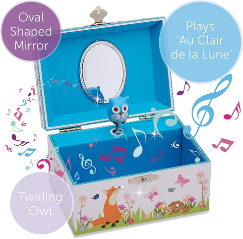 Lucy Locket 'Woodland Animals' Musical Jewelry Box for Children - Beautiful Kids' Jewelry Box with Dancing Owl
