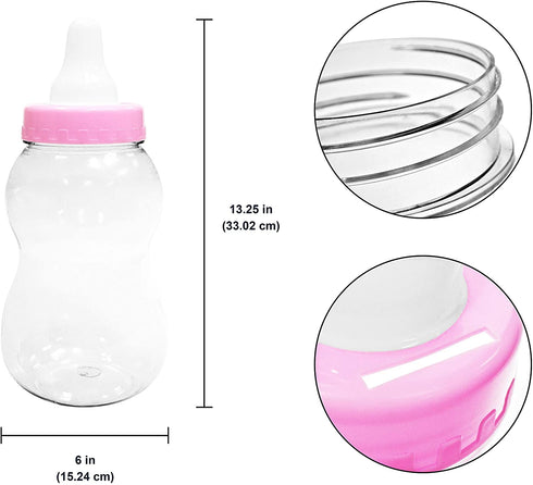 13" Jumbo Fillable Baby Shower Bank Plastic Decoration Centerpiece €¦ (Pink, 13")