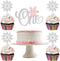 Snowflake One Cake Topper & 24 pcs Snowflake Cupcake Toppers- Winter Onederland Cake Topper, Winter Onederland 1st Birthday Girl Decorations?Silver Pink Glitter?