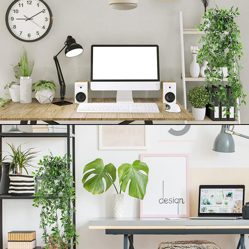 AUSTOR 2 Packs Artificial Hanging Plants with Pot Fake Plants Hanging Vines Shelf Plants Artificial Decor Potted Plants for Home Indoor Outdoor Office