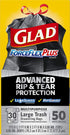 Glad ForceFlexPlus Drawstring Large Trash Bags - 30 Gallon, 50 Ct (Package May Vary)