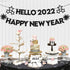 Hello 2022 Happy New Year Banner - NO DIY, Black Glitter | Happy New Year Sign for New Years Eve Party Supplies 2022 | Happy New Year Decorations 2022 | New Years Eve Banner for NYE Decorations 2022