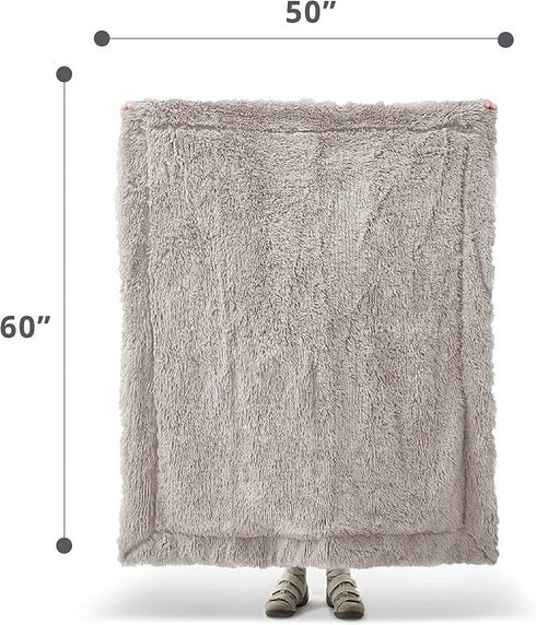 Hyde Lane Fluffy Cute Shaggy Cozy Throw Blankets for Couch Sofa ,2 Way Reversible Ultra Soft Long Faux Fur Fuzzy Blanket for Home- - 50x60 Grey