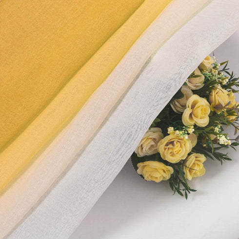 DWCN Yellow Ombre Sheer Curtains - Faux Linen Gradient Semi Voile Grommet Top Bedroom and Living Room Curtains, Set of 2 Window Curtain Panels, 52 x 84 Inches Long