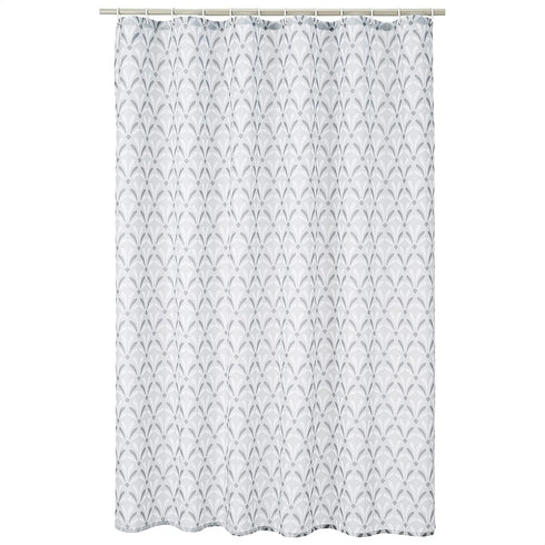 Amazon Basics Fabric Shower Curtain with Grommets and Hooks - 72 x 72 Inch, Gray Art Deco