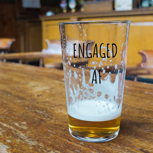 Engaged AF Wine Glass And Beer Glass Set - Funny Mr And Mrs Engagement Or Wedding - Great For Couples, Newlyweds, And Anniversaries