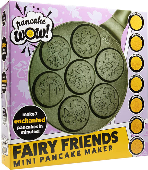 Fairy Friends Mini Pancake Pan - Make 7 Unique Flapjacks - Nonstick Griddle for Breakfast Magic & Easy Cleanup - Fun Gift for Kids and Adults, Boys or Girls
