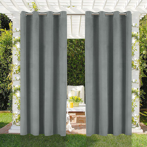 CHHKON Outdoor Velvet Curtains for Patio Clearance Waterproof Pergola Curtain Indoor Drapes Blackout Curtains 108 Inch Long Privacy Screens and Panels with Grommet