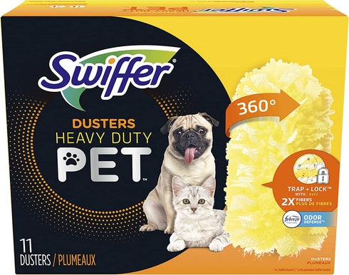 Swiffer Pet Heavy Duty Dusters Refills, Multisurface 360 Dusters with Febreze Odor Defense, 11 Count