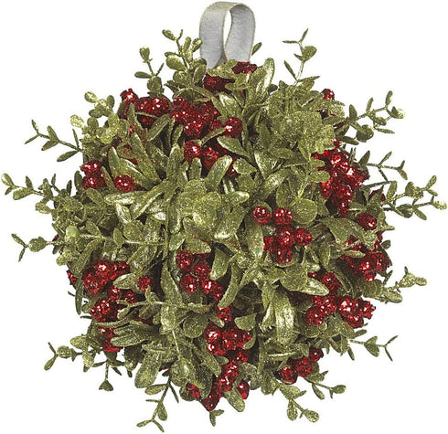Ganz Kissing Krystal 8" Large Kissball Ornament Red Mistletoe Plastic