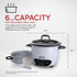 Aroma Housewares 6-Cup (Cooked) (3-Cup Uncooked) Pot Style Rice Cooker and Food Steamer (ARC-743-1NG), White