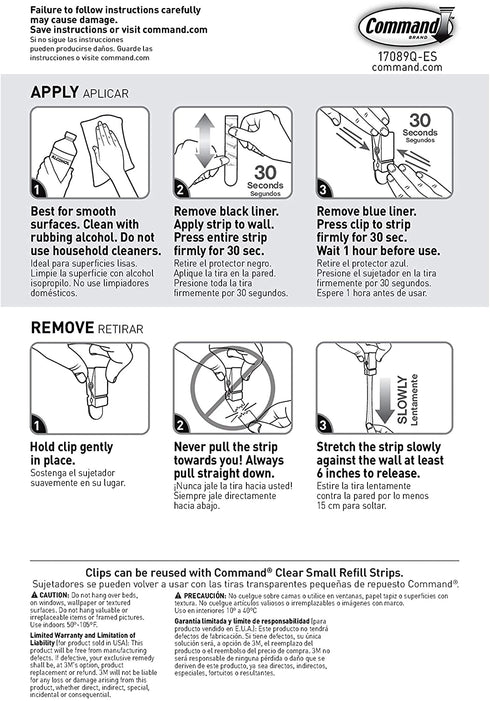 Command Spring Clips, Quartz, 8-Clips, 12-Strips, Decorate Damage-Free