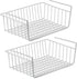 DecorRack 2 Under Shelf Basket, Undershelf Wire Storage Organizer with Hooks for Kitchen Pantry Cabinet Closet Office, Hanging Undershelf Basket Storage Rack, 16 x 10 inch (Set of 2)